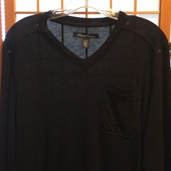 Kenneth Cole New York L/S Vneck Ribbed Top - Picture 2 of 8